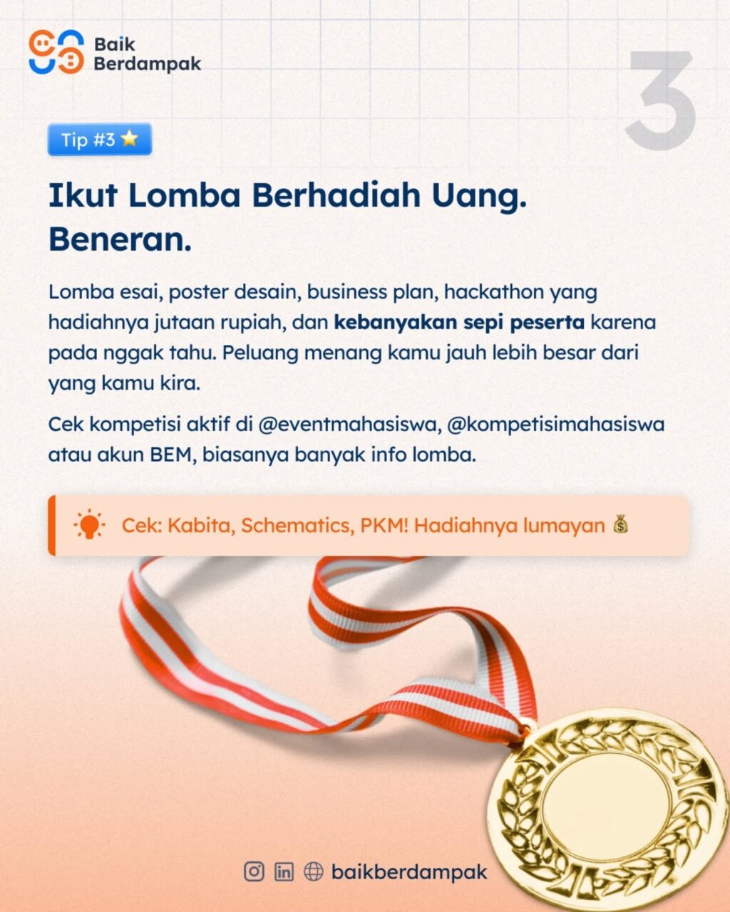 Instagram post from baikberdampak. This post is in position 3.