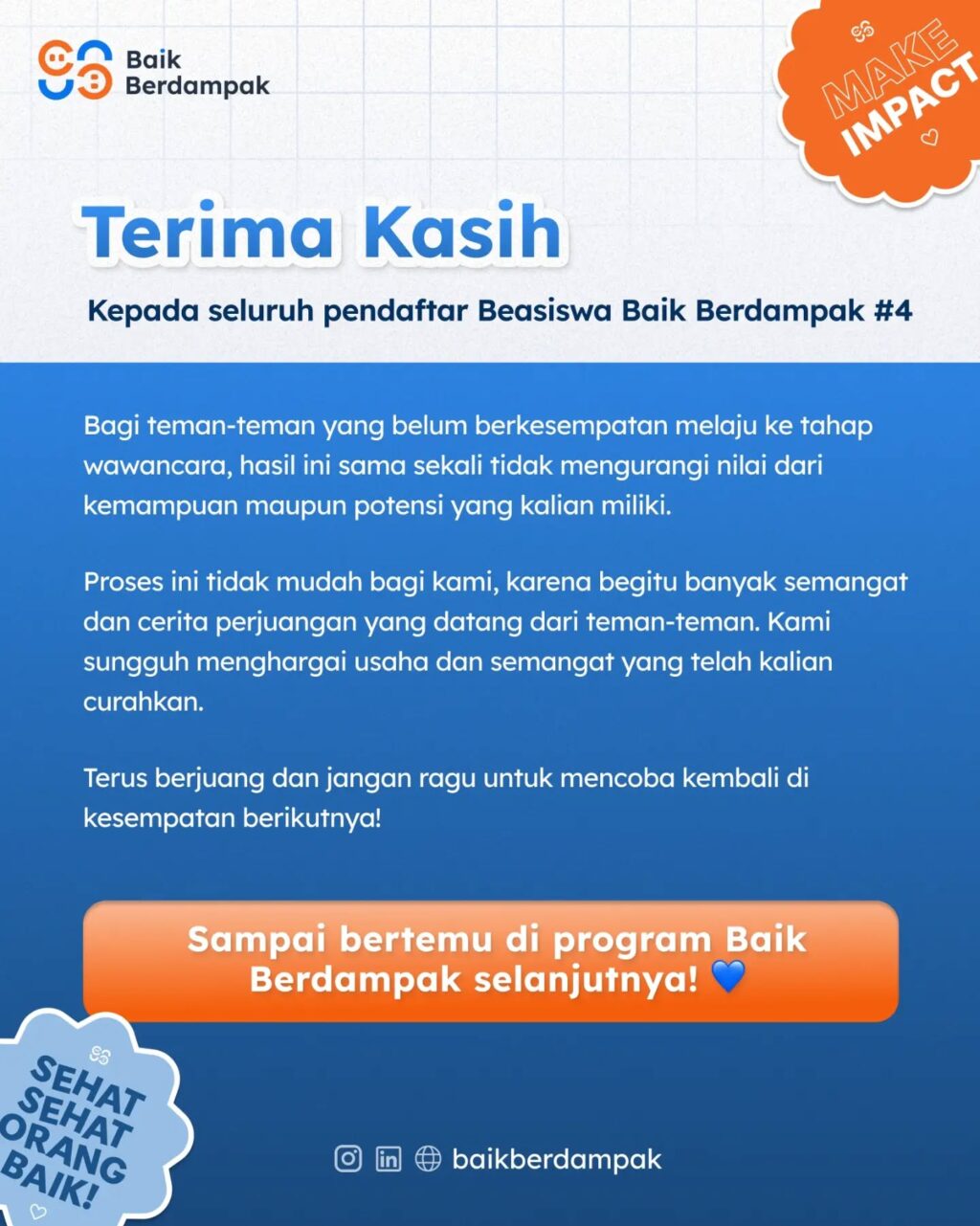 Instagram post from baikberdampak. This post is in position 3.