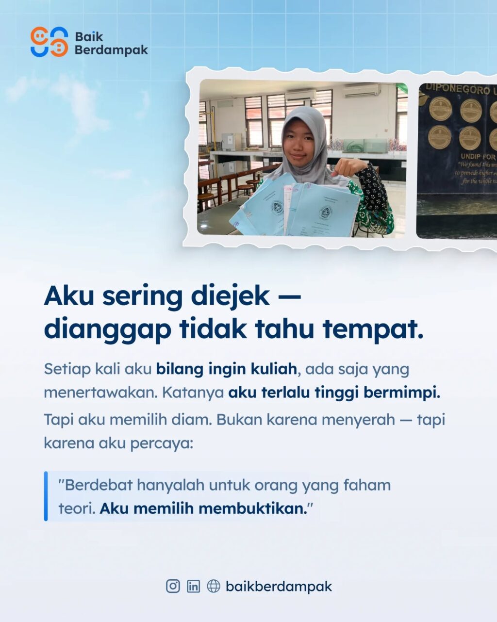Instagram post from baikberdampak. This post is in position 2.