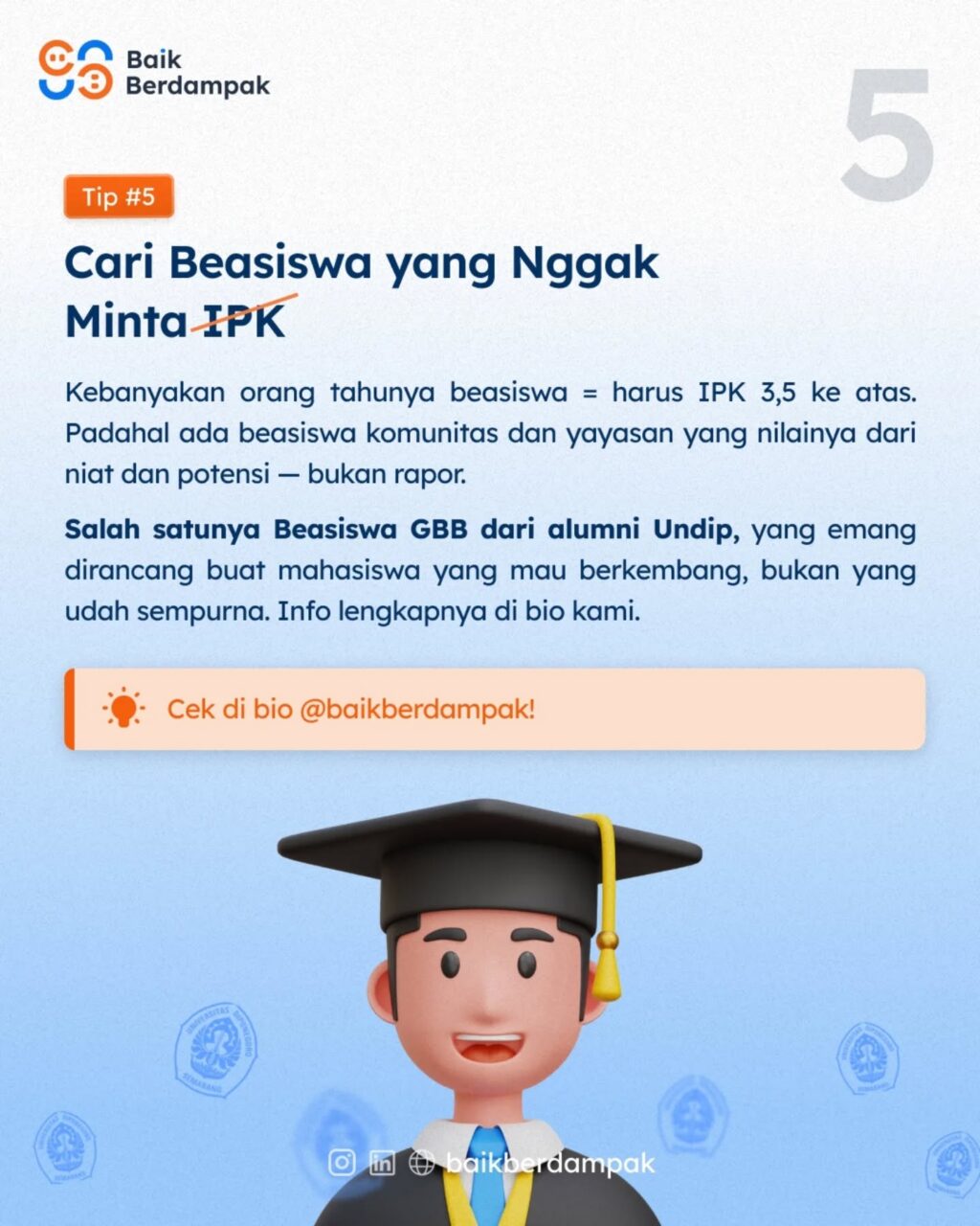 Instagram post from baikberdampak. This post is in position 5.